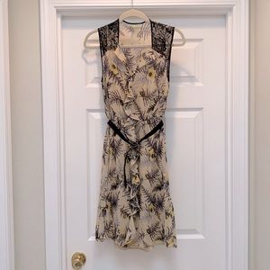 Anthropologie vintage floral ruffle belted dress